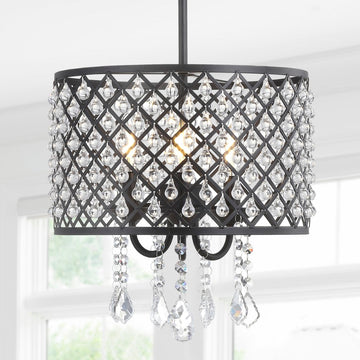 Gigi Metal/Crystal Adjustable LED Drop Chandelier - JONATHAN Y
